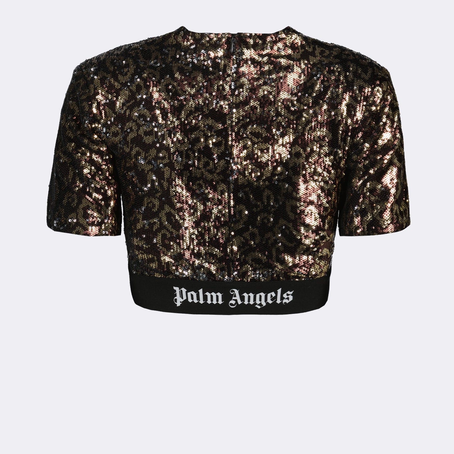 luxury sequin top, Palm Angels women's top, brown sequin shirt, high-end fashion, evening wear