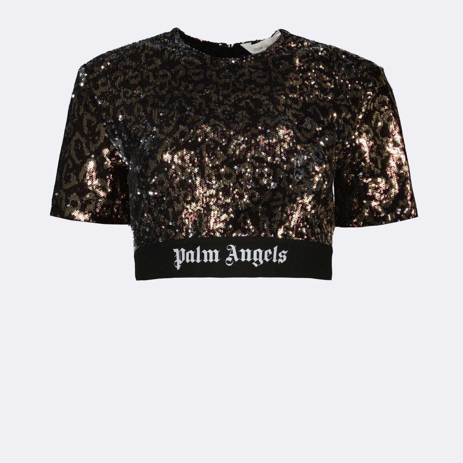 luxury sequin top, Palm Angels women's top, brown sequin shirt, high-end fashion, evening wear