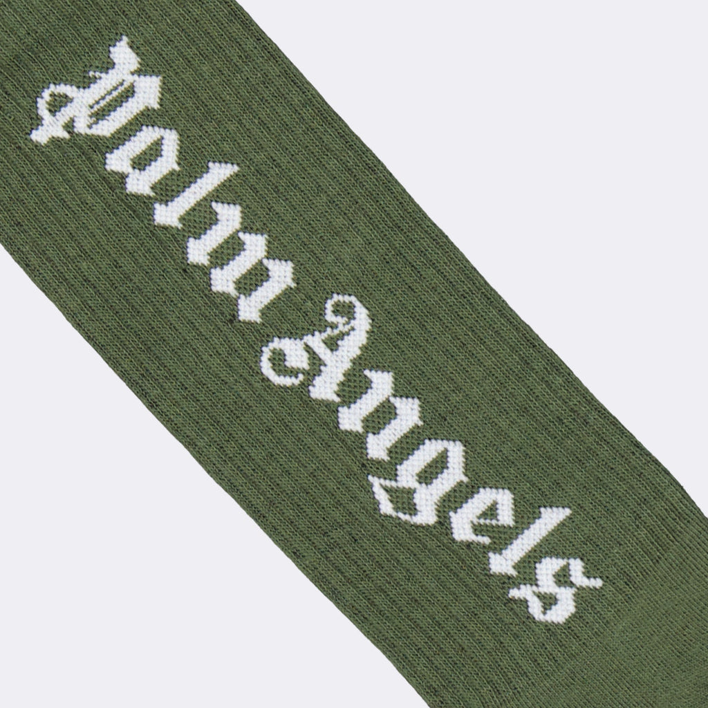 Palm Angels, khaki logo socks, luxury socks, men's accessories, designer socks