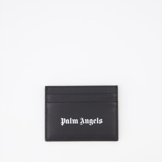 Palm Angels, black leather card holder, luxury accessory, men's designer card holder, elegant card wallet