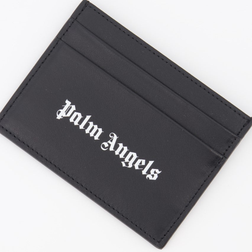 Palm Angels, black leather card holder, luxury accessory, men's designer card holder, elegant card wallet