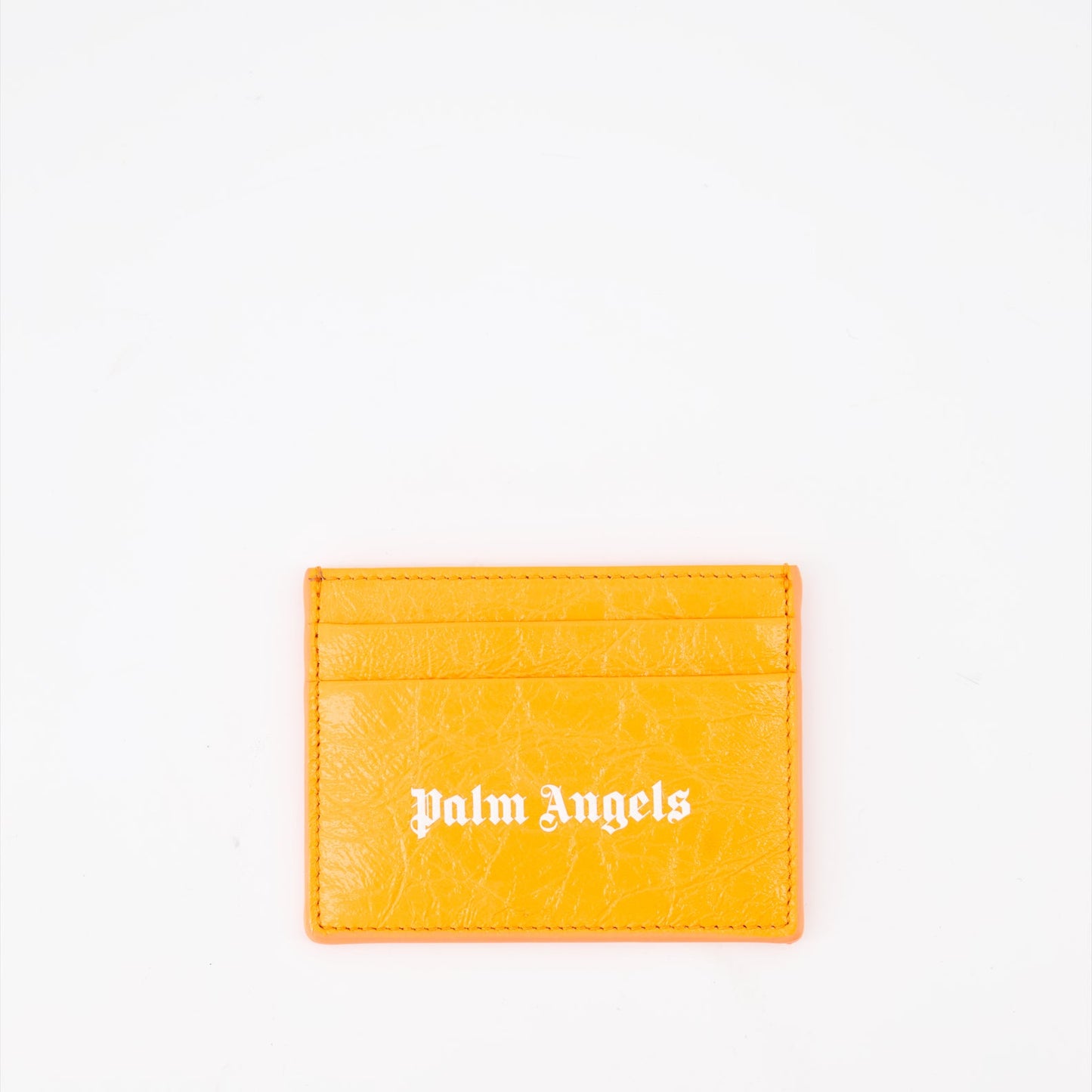 Palm Angels, Men's Leather Card Holder, Luxury Accessories, Orange Leather, Elegant Card Holder