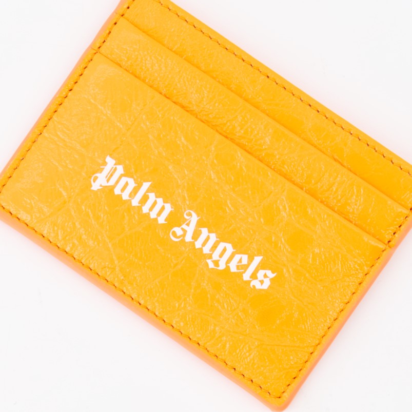 Palm Angels, Men's Leather Card Holder, Luxury Accessories, Orange Leather, Elegant Card Holder