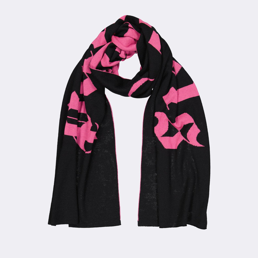 Palm Angels, logo scarf, luxury accessory, black and pink scarf, designer scarf