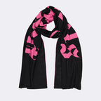 Palm Angels, logo scarf, luxury accessory, black and pink scarf, designer scarf