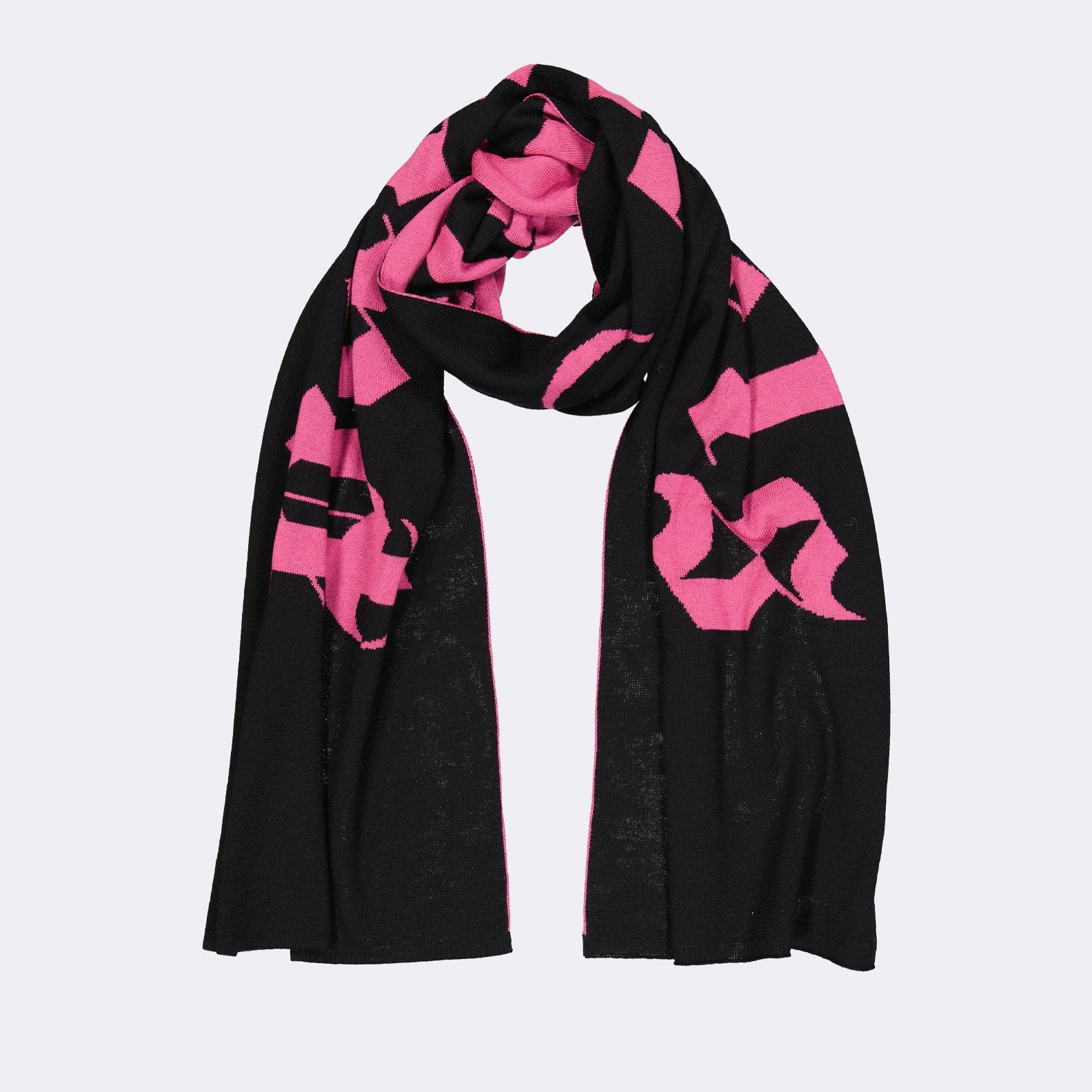 Palm Angels, logo scarf, luxury accessory, black and pink scarf, designer scarf