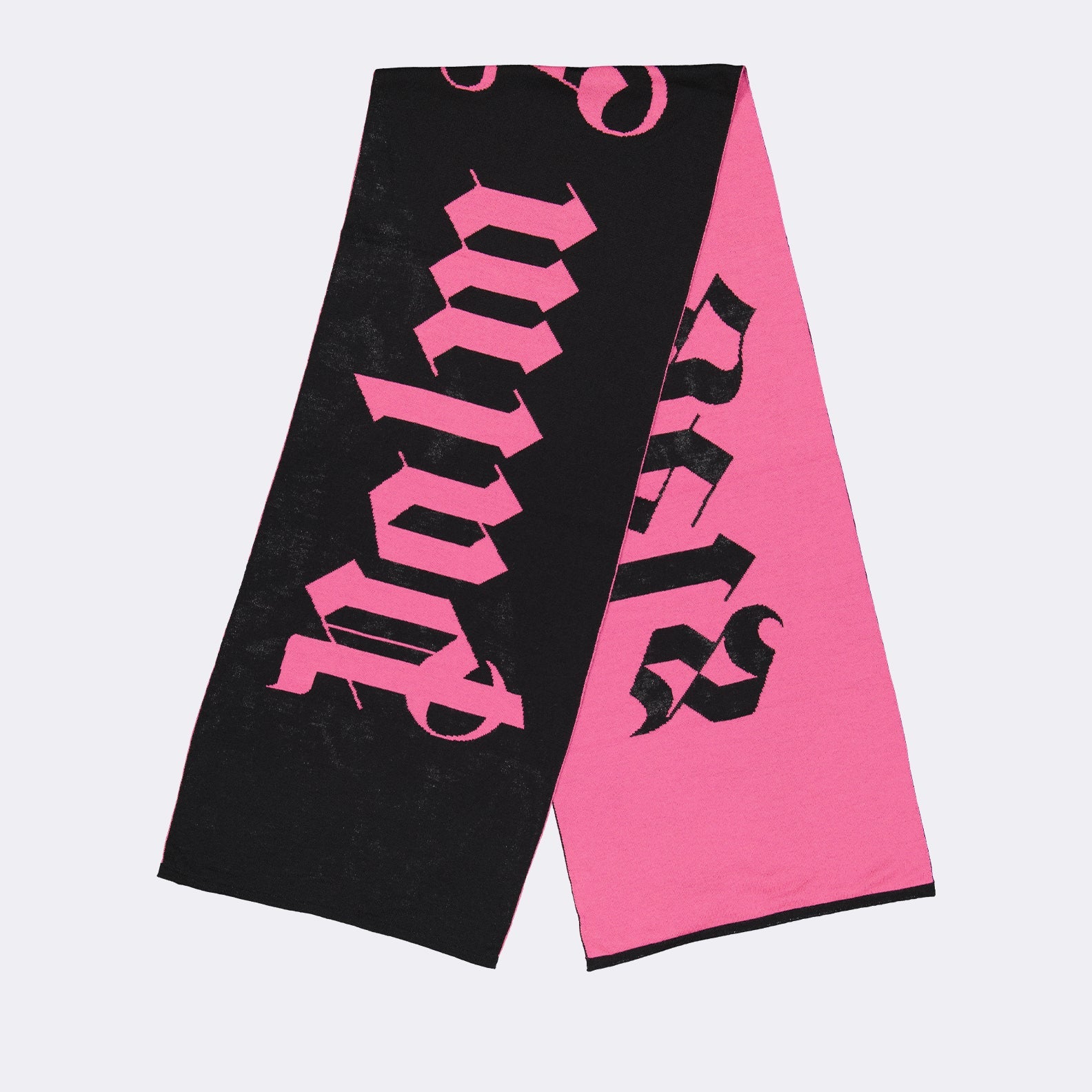 Palm Angels, logo scarf, luxury accessory, black and pink scarf, designer scarf