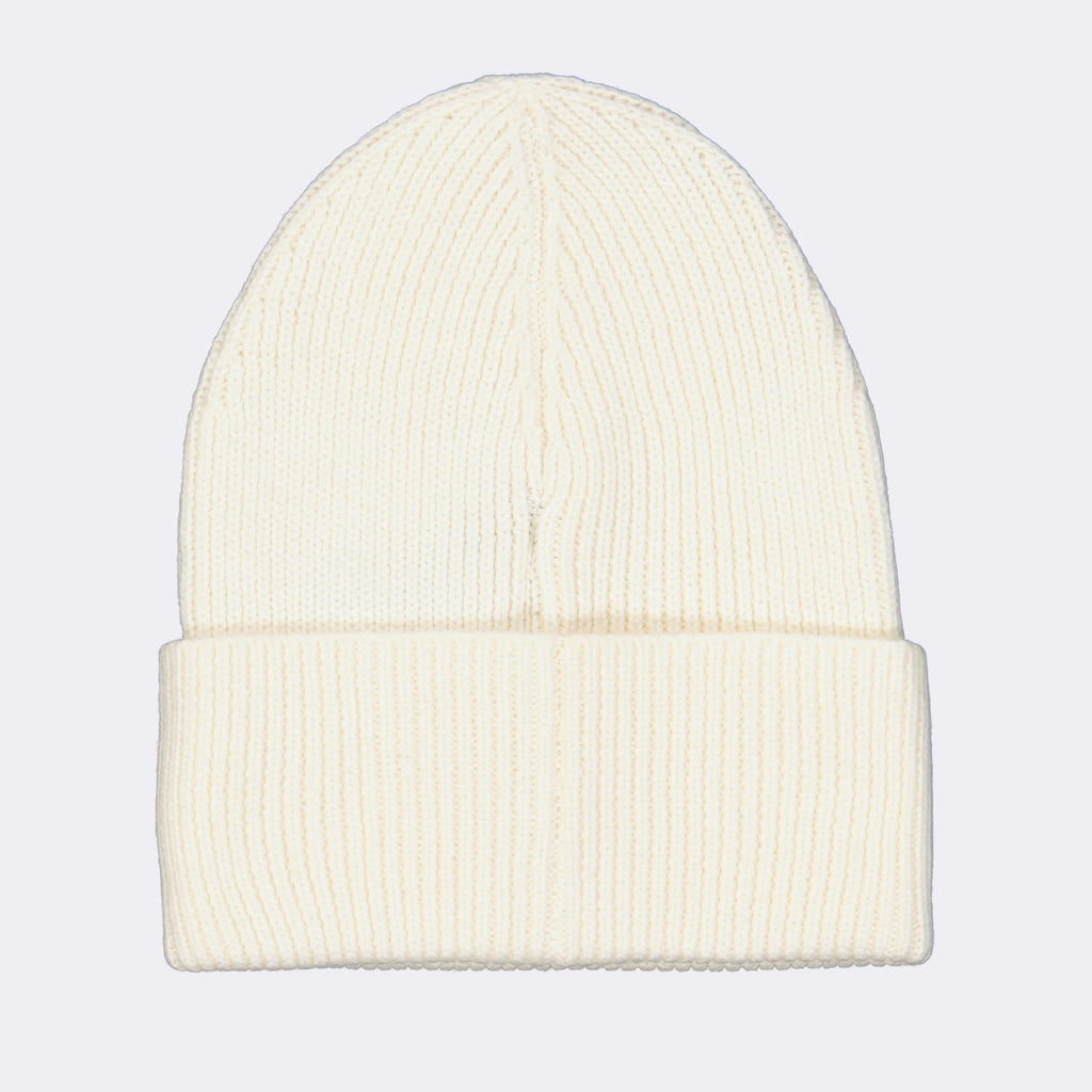 Palm Angels beanie, white logo beanie, luxury headwear, fashion accessory, high-end beanie