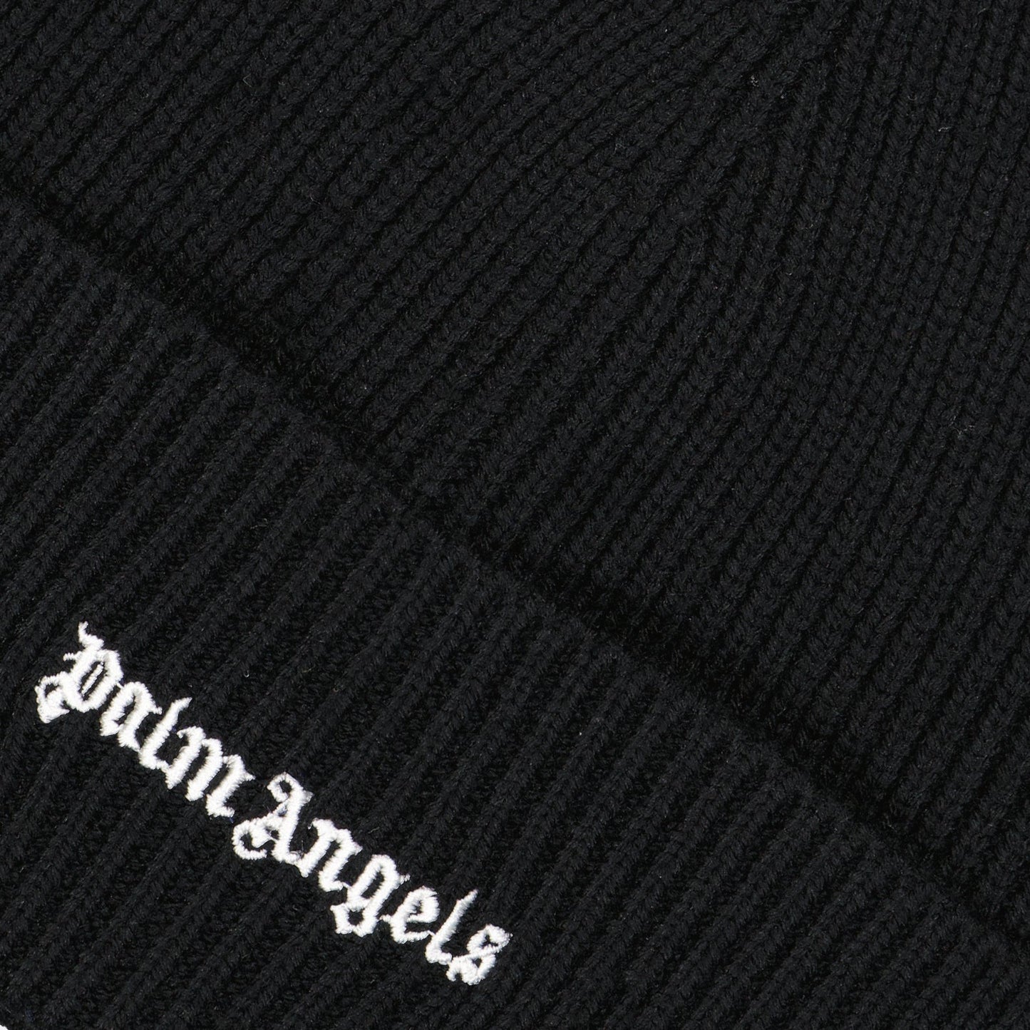 Palm Angels beanie, black logo beanie, luxury knit beanie, high-end winter accessories, designer beanie