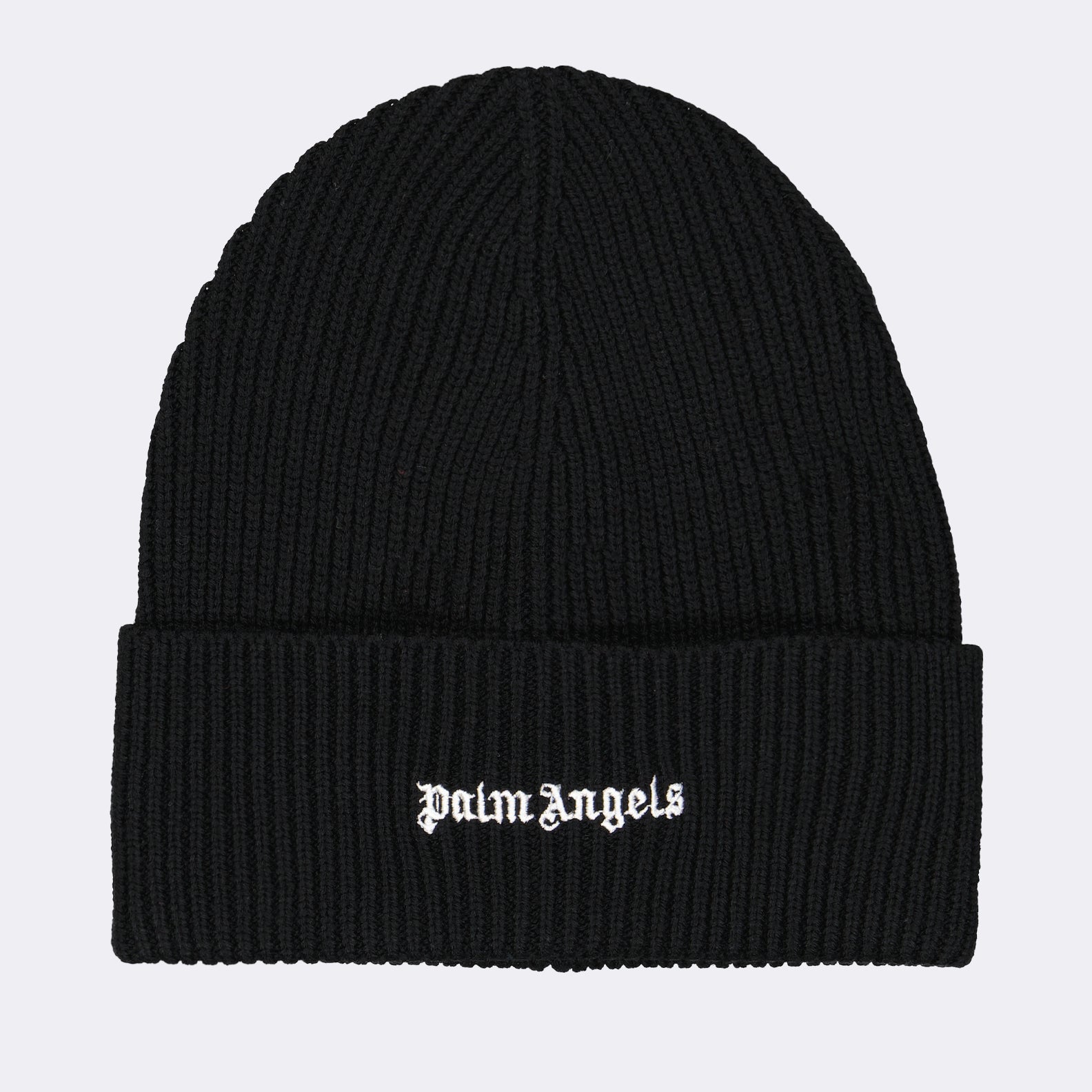 Palm Angels beanie, black logo beanie, luxury knit beanie, high-end winter accessories, designer beanie