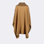luxury cape, Moncler wool cape, zip-front cape, high-end fashion, elegant wool outerwear