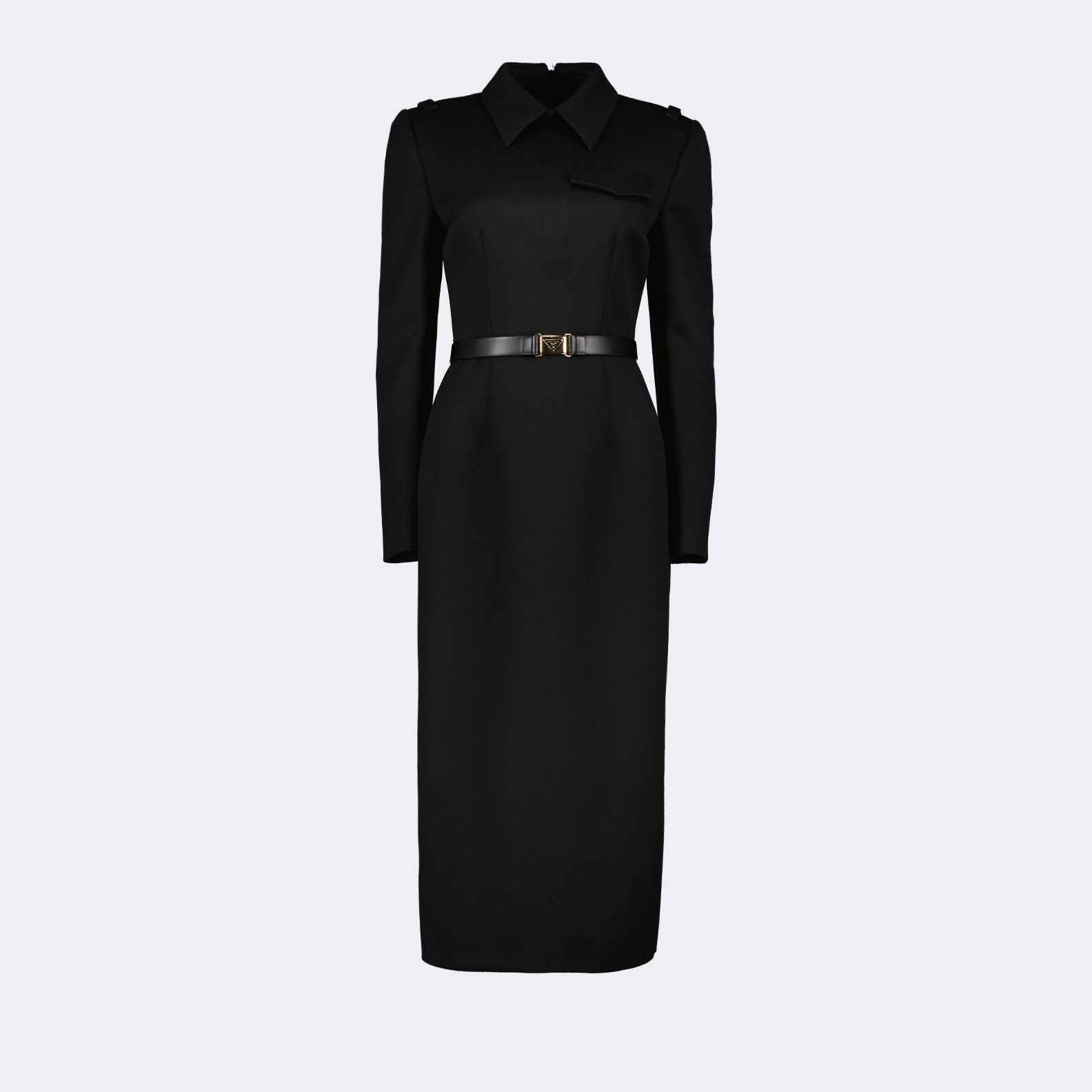 Prada dress, stretch-twill dress, long dress, luxury fashion, elegant clothing