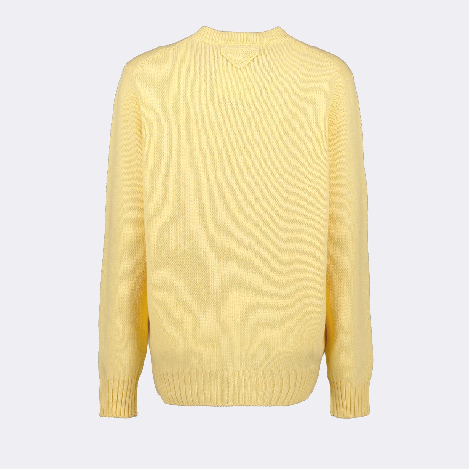 Prada pull, wool and cashmere, luxury knitwear, yellow pull, elegant fashion