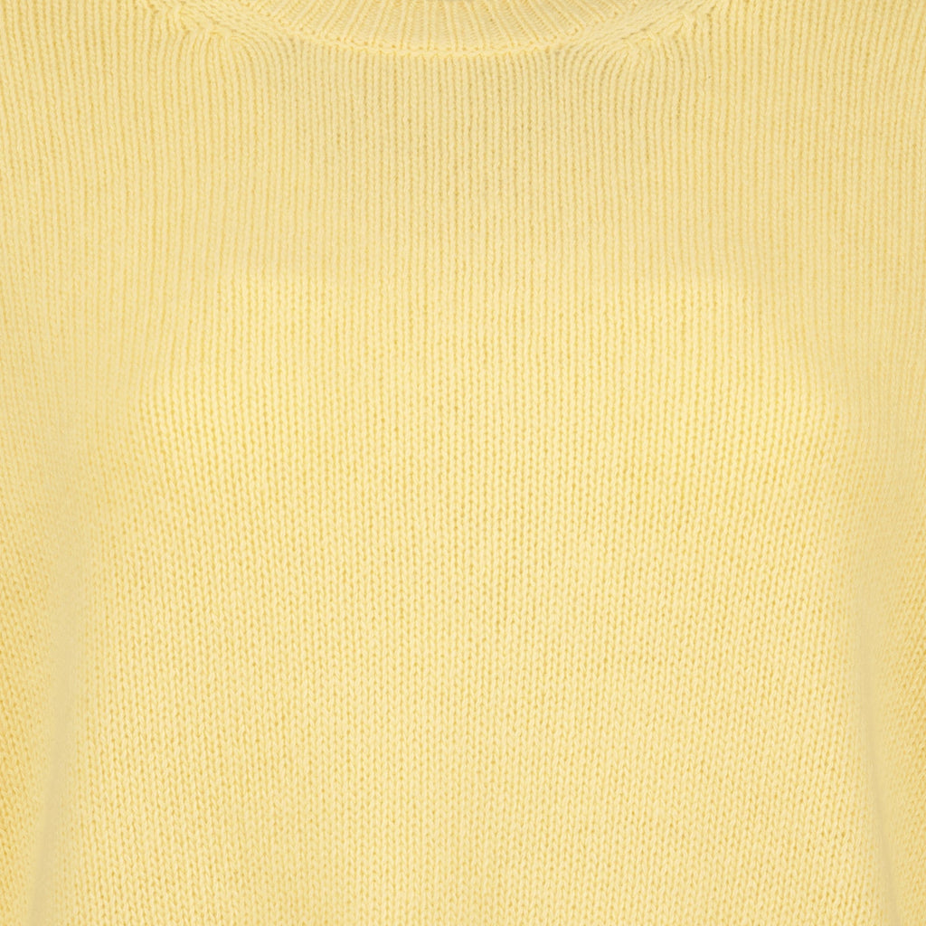 Prada pull, wool and cashmere, luxury knitwear, yellow pull, elegant fashion