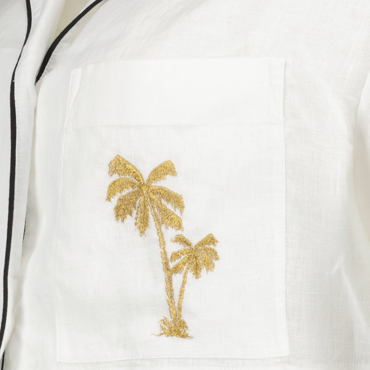 Palm Angels, linen crop shirt, luxury fashion, white shirt, elegant women's top