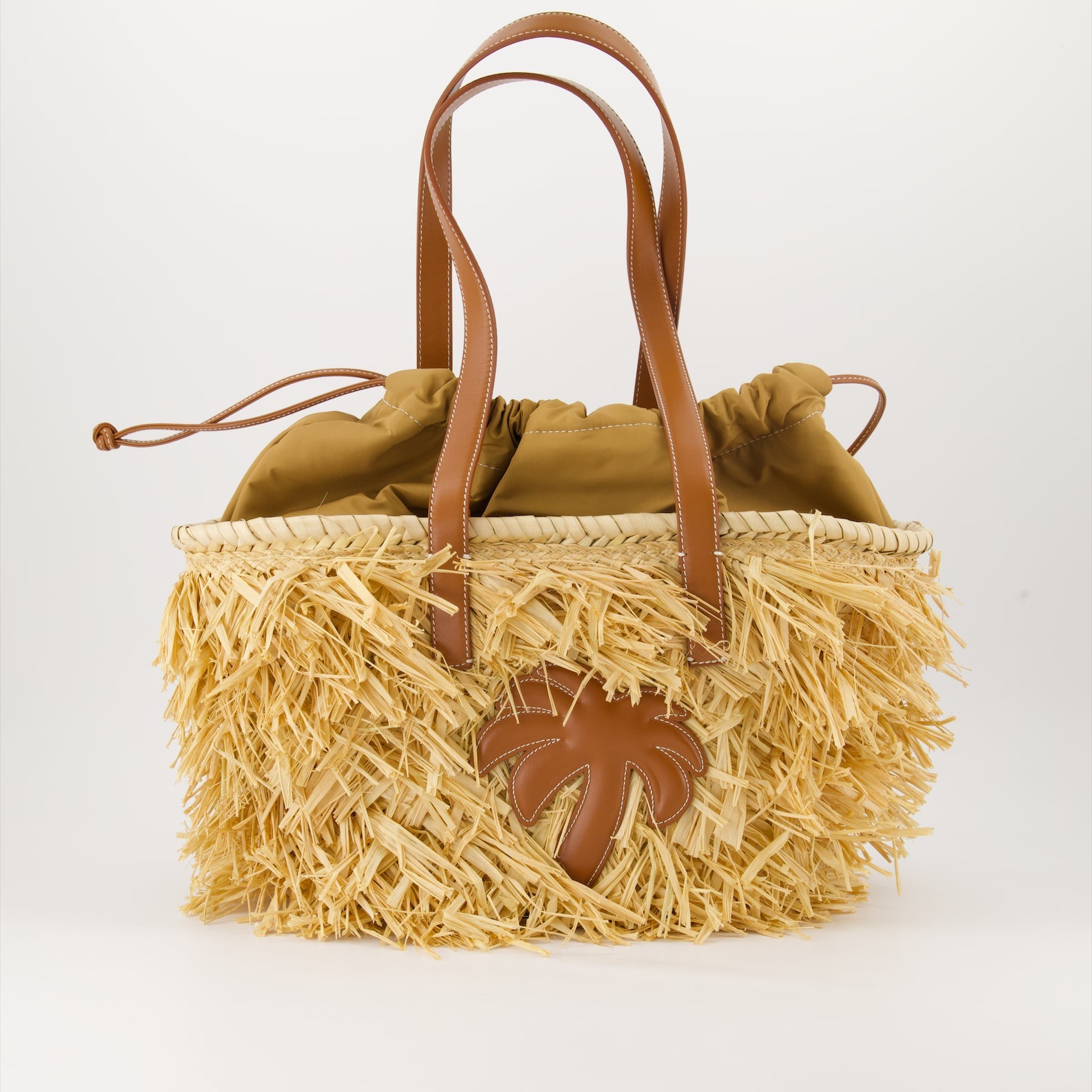 Raffia bag, Palm Angels tote, luxury handbags, chic accessories, contemporary design