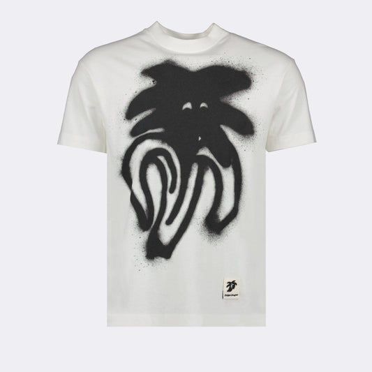 Palm Angels, spray print t-shirt, luxury streetwear, white t-shirt, designer tee