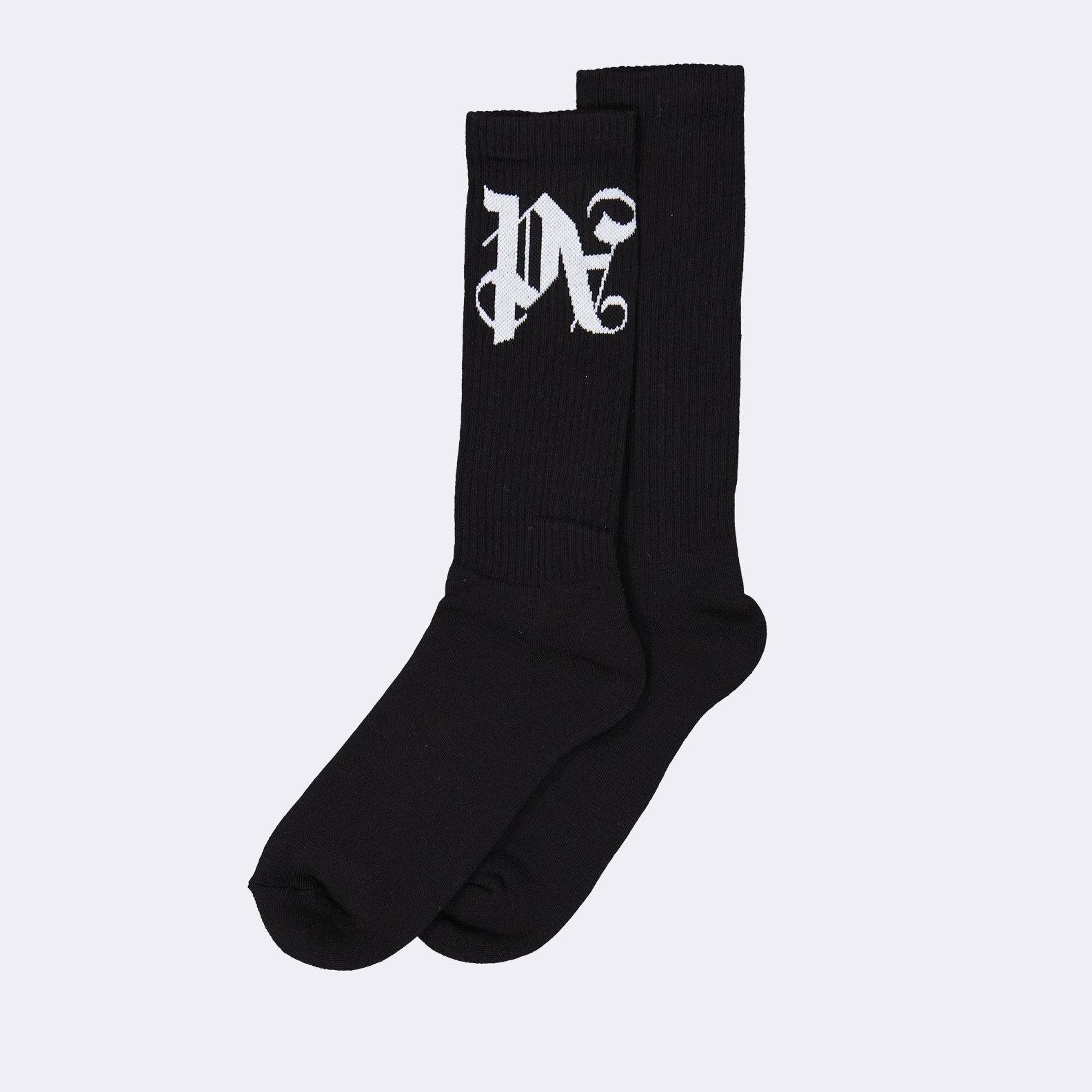 PA Monogram Socks, Black and White Socks, Luxury Socks, Palm Angels Accessories, High-End Fashion