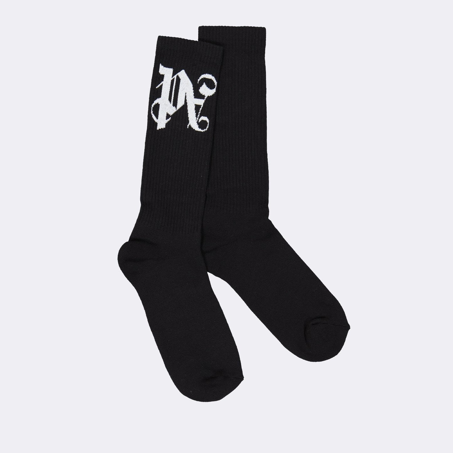 PA Monogram Socks, Black and White Socks, Luxury Socks, Palm Angels Accessories, High-End Fashion