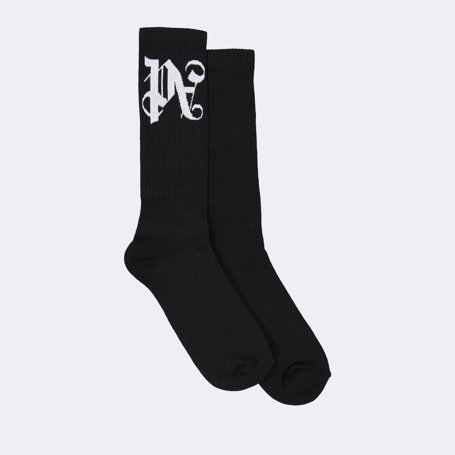 PA Monogram Socks, Black and White Socks, Luxury Socks, Palm Angels Accessories, High-End Fashion