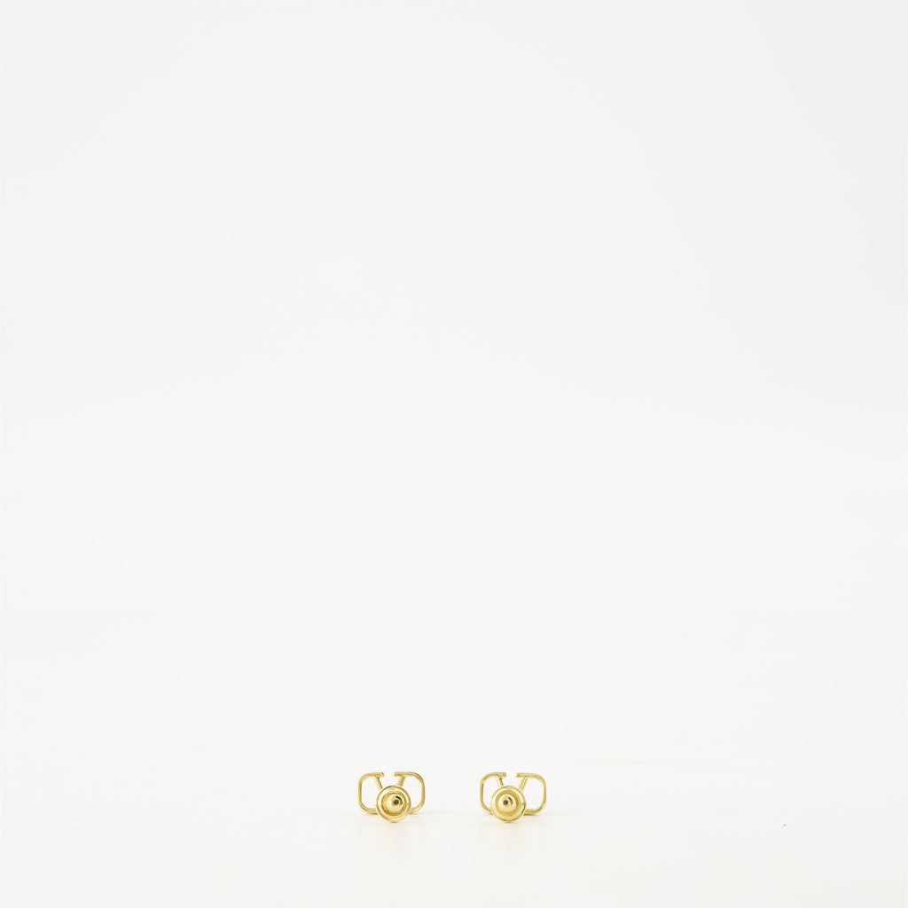 VLogo earrings, Valentino Garavani, golden stud earrings, metal earrings, luxury accessories