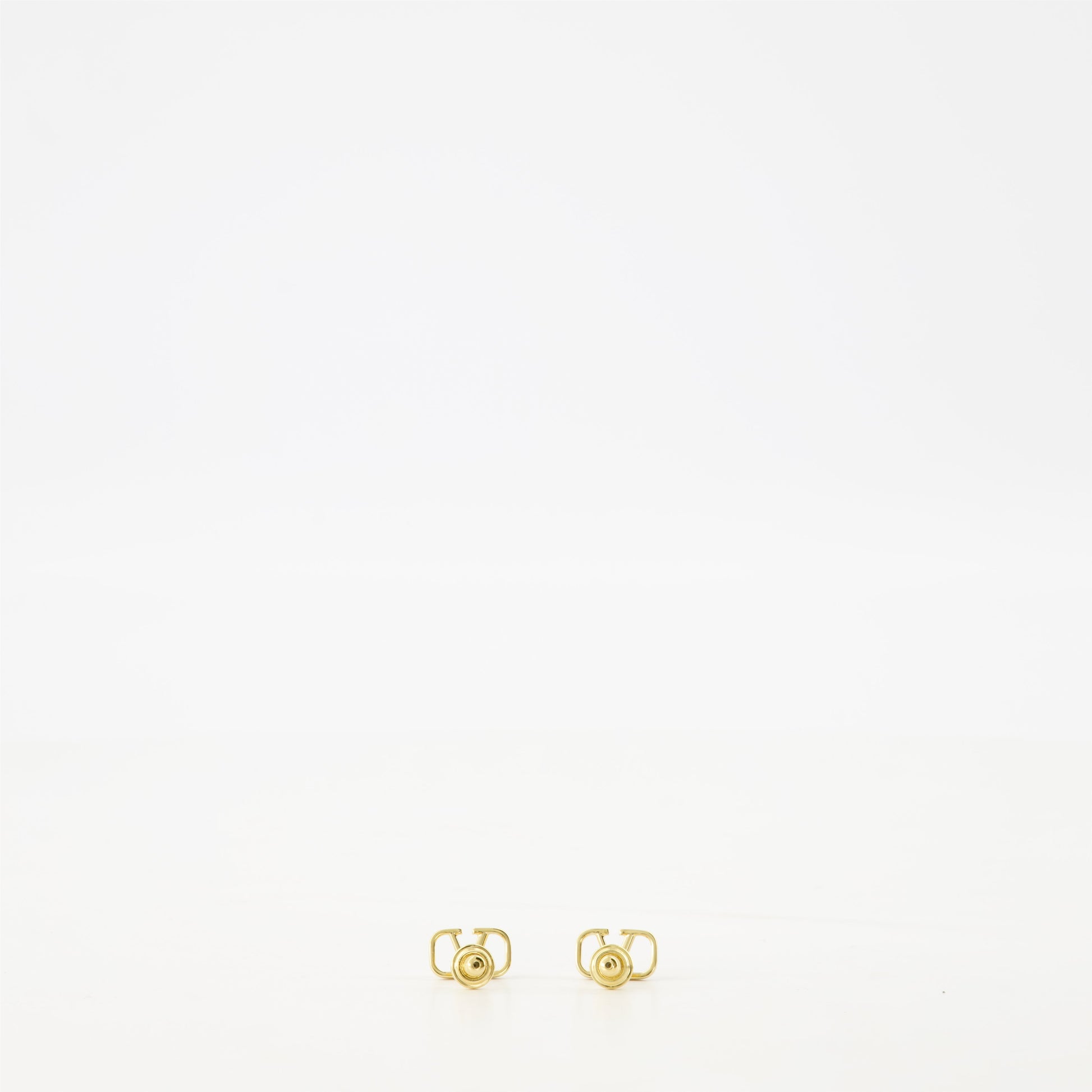 VLogo earrings, Valentino Garavani, golden stud earrings, metal earrings, luxury accessories