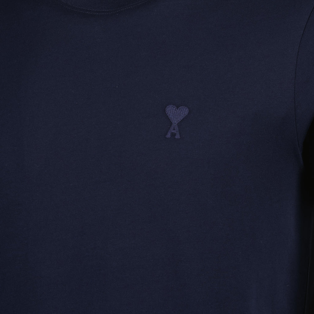 AMI Paris T-shirt, organic cotton t-shirt, navy blue t-shirt, unisex apparel, Spring Summer 2025 collection