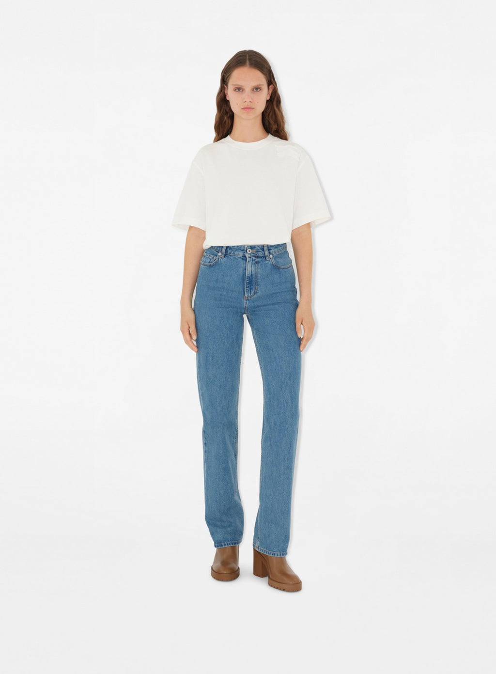 Burberry jeans, women’s blue jeans, straight-leg jeans, luxury denim, designer jeans