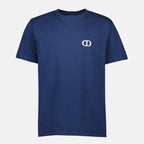 Dior T-shirt, CD Icon Tee, blue cotton T-shirt, men's casual wear, embroidered T-shirt