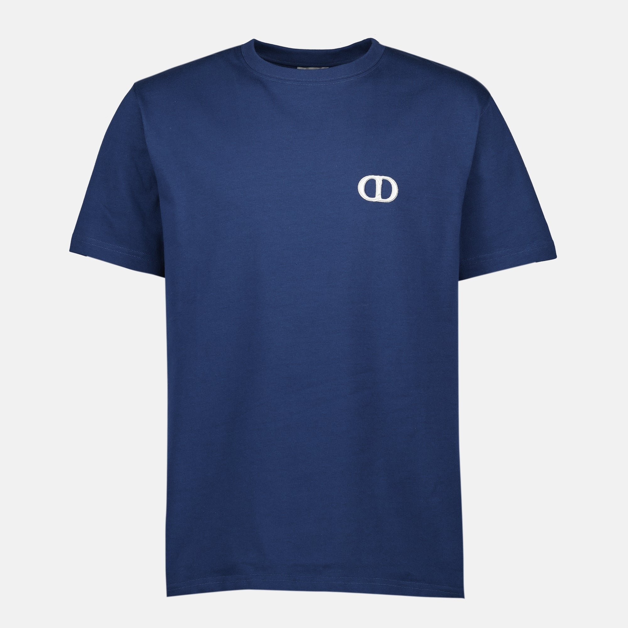 Dior T-shirt, CD Icon Tee, blue cotton T-shirt, men's casual wear, embroidered T-shirt