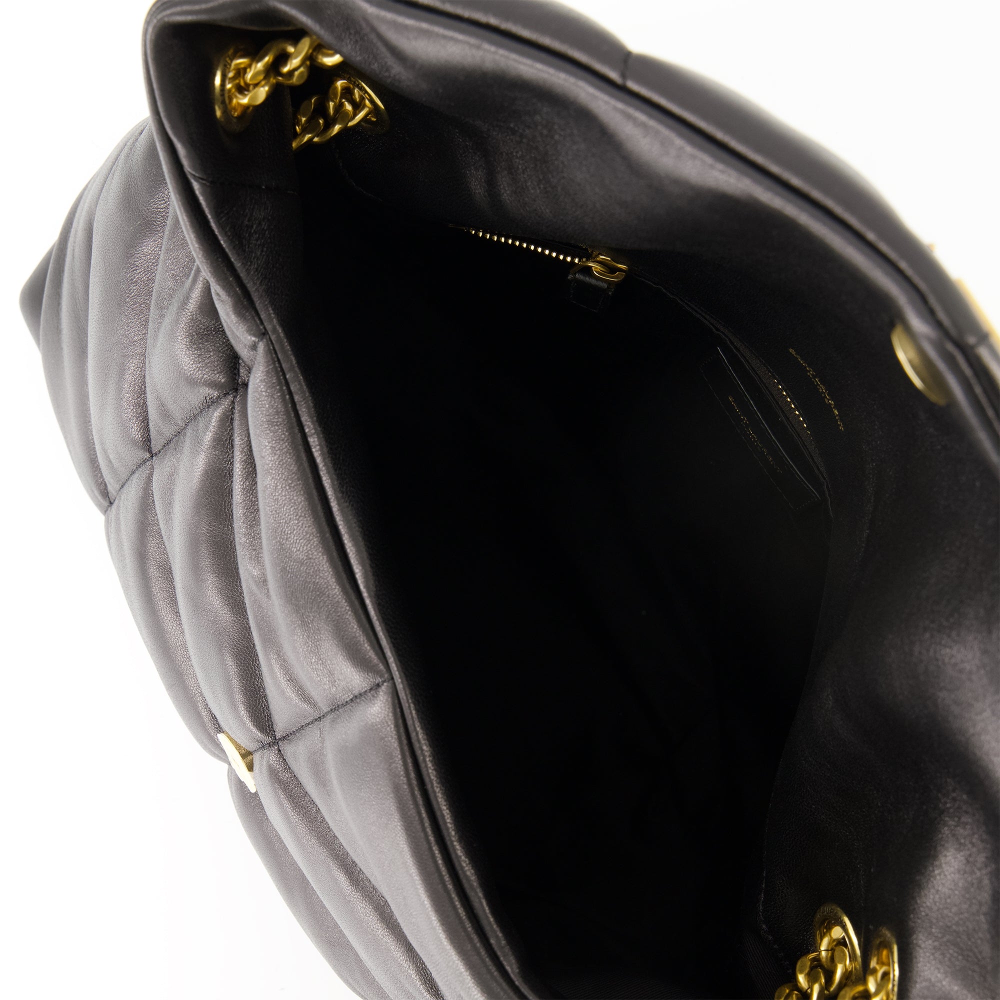 Puffer Medium bag, black leather bag, Saint Laurent handbag, quilted design bag, luxury accessory