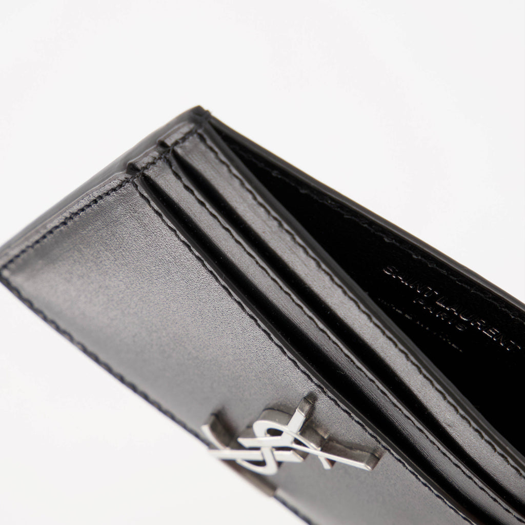 Cassandre card holder, smooth leather card holder, Saint Laurent accessories, luxury card holder, elegant card holder