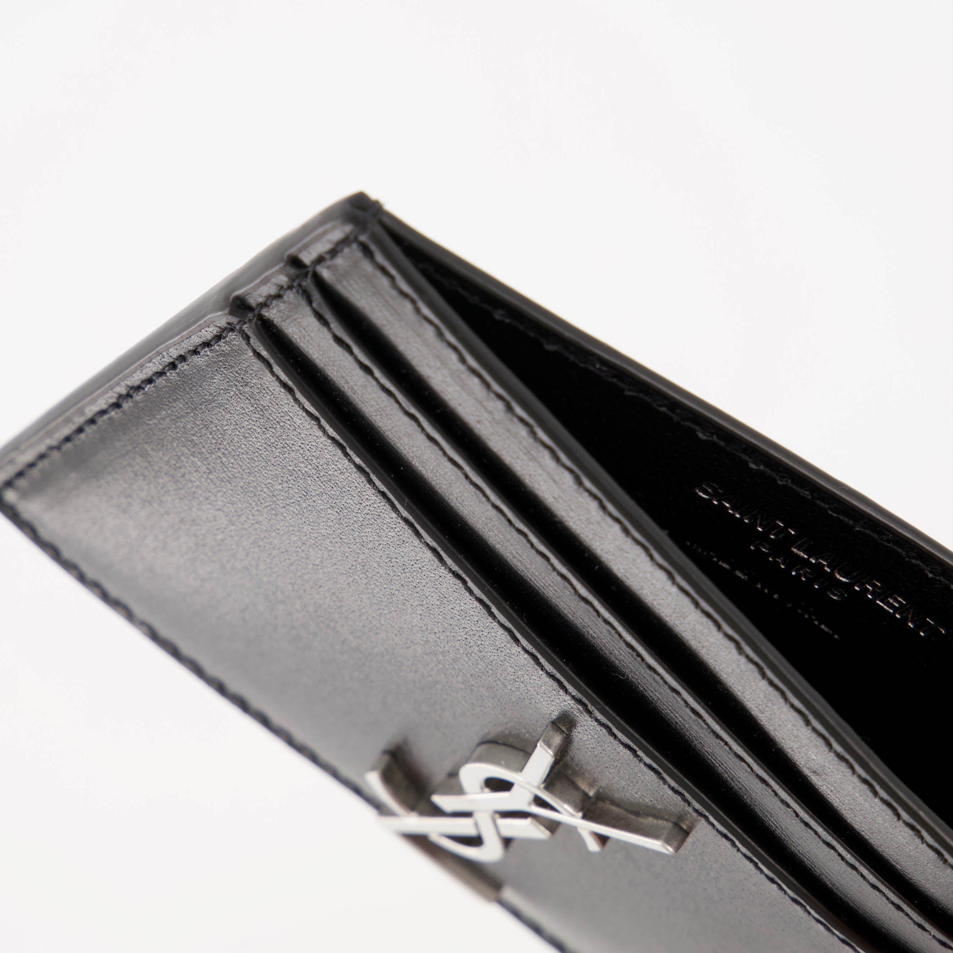 Cassandre card holder, smooth leather card holder, Saint Laurent accessories, luxury card holder, elegant card holder