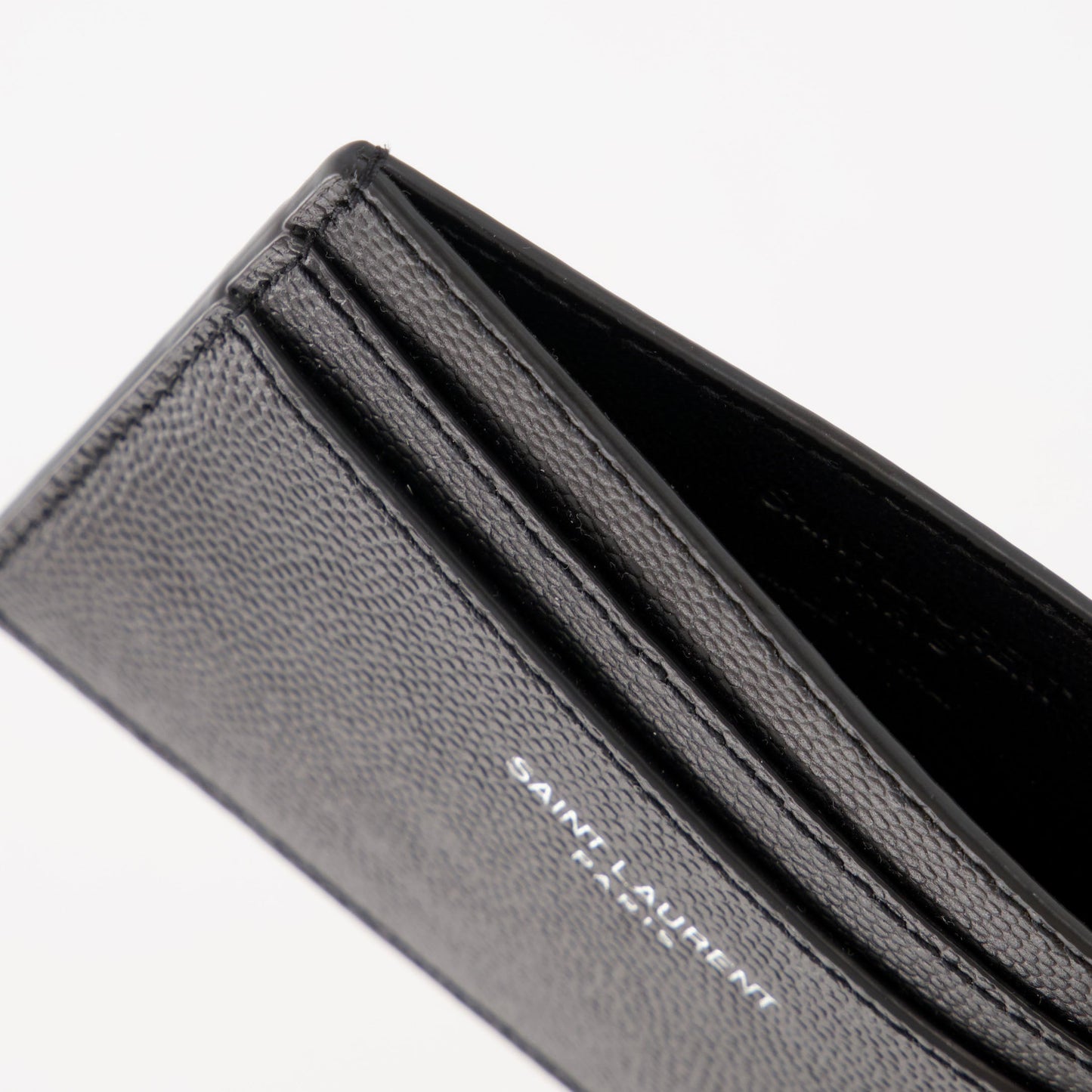 Saint Laurent cardholder, men's leather accessory, grained leather wallet, luxury men's wallet, designer cardholder