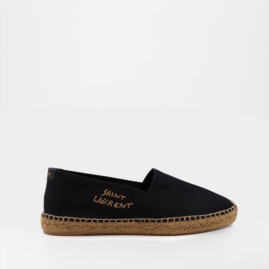 luxury espadrilles, Saint Laurent shoes, embroidered cotton espadrilles, designer footwear, casual luxury shoes