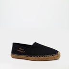 luxury espadrilles, Saint Laurent shoes, embroidered cotton espadrilles, designer footwear, casual luxury shoes