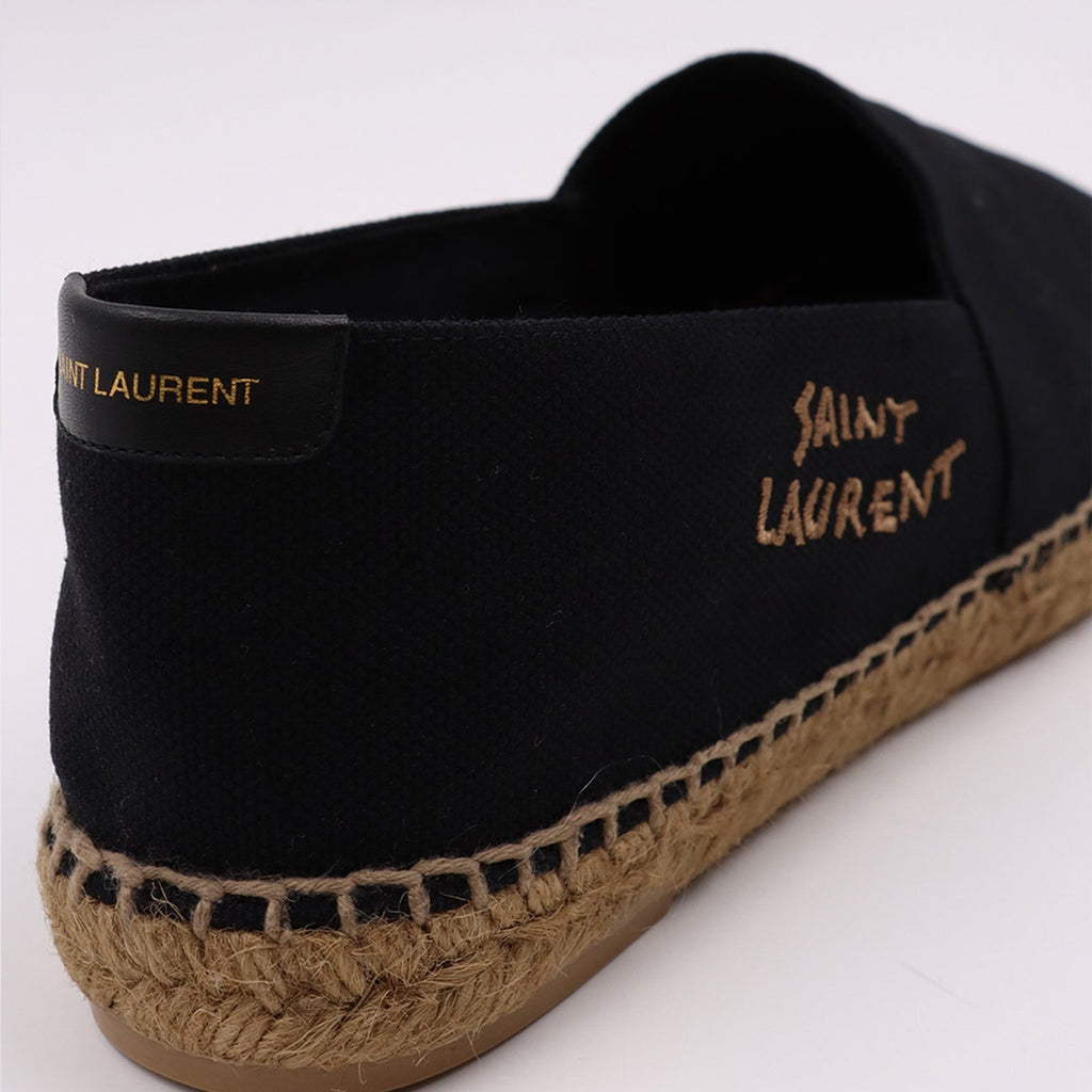 luxury espadrilles, Saint Laurent shoes, embroidered cotton espadrilles, designer footwear, casual luxury shoes