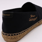 luxury espadrilles, Saint Laurent shoes, embroidered cotton espadrilles, designer footwear, casual luxury shoes