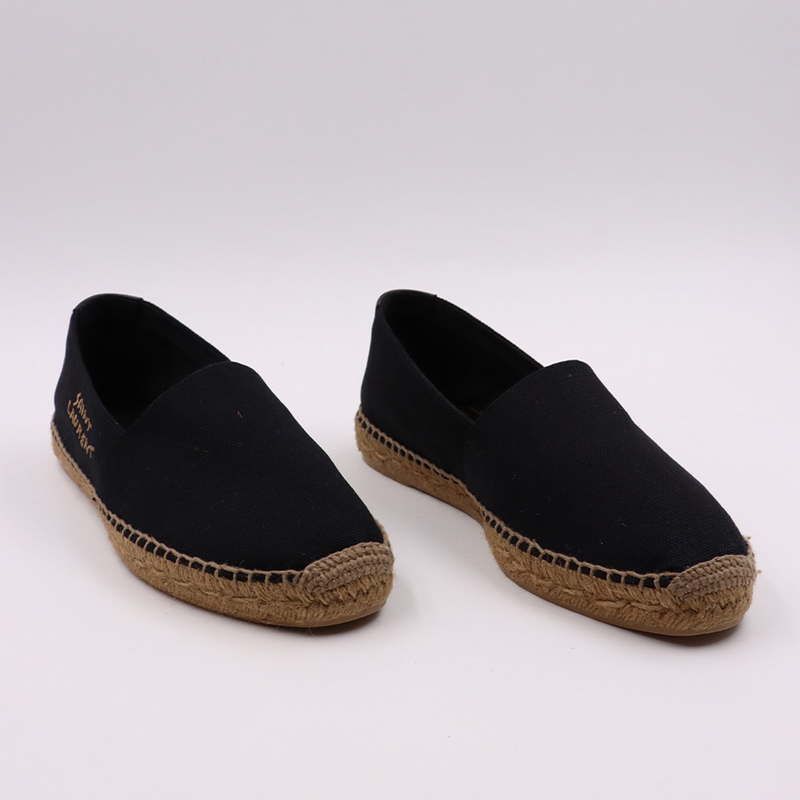 luxury espadrilles, Saint Laurent shoes, embroidered cotton espadrilles, designer footwear, casual luxury shoes