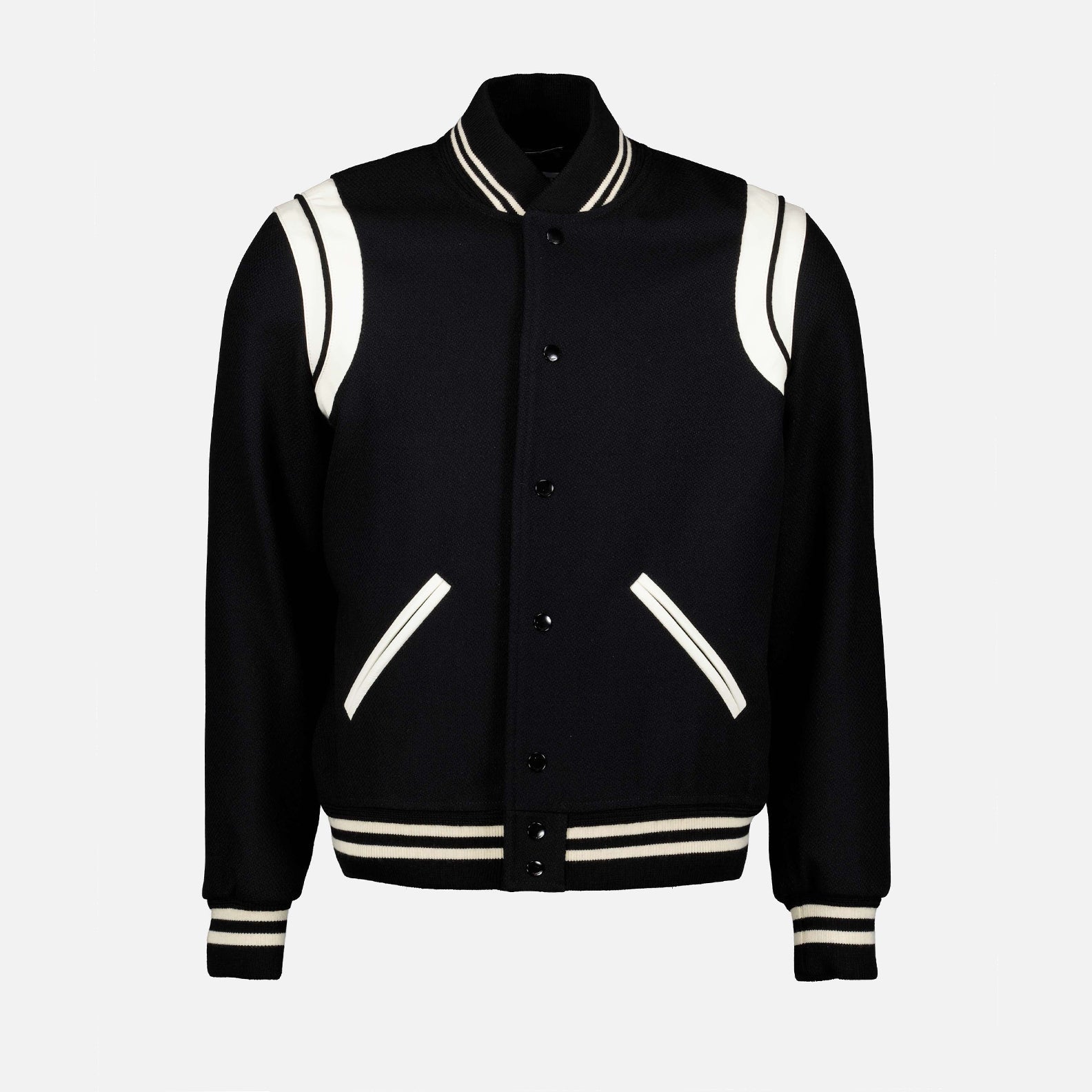 Image of Varsity Bomber Jacket by Saint Laurent for Men - Season Autumn-Winter 2023 - Front View