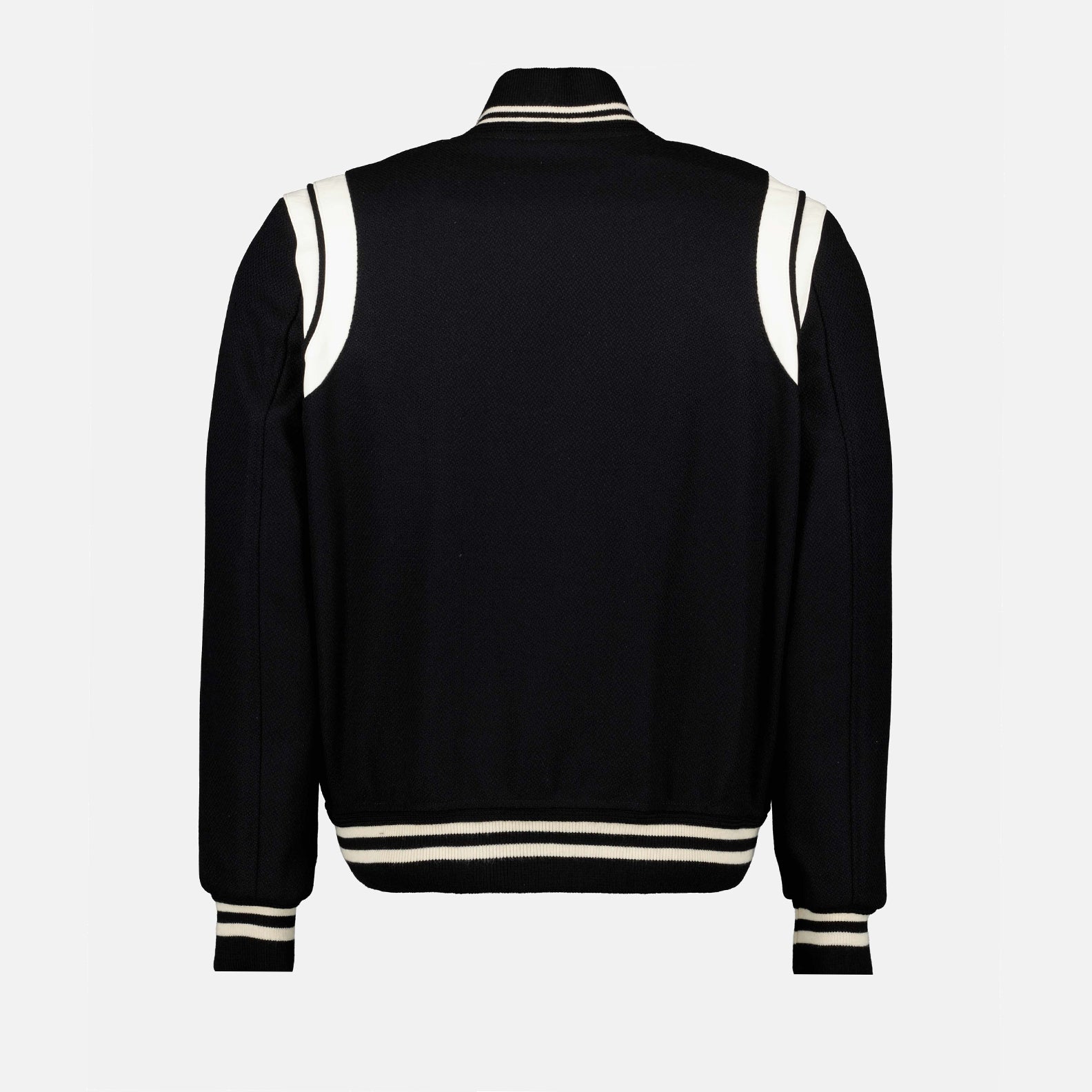 Teddy Bomber, Saint Laurent Men, Stripe Jacket, Luxury Menswear, High-End Fashion