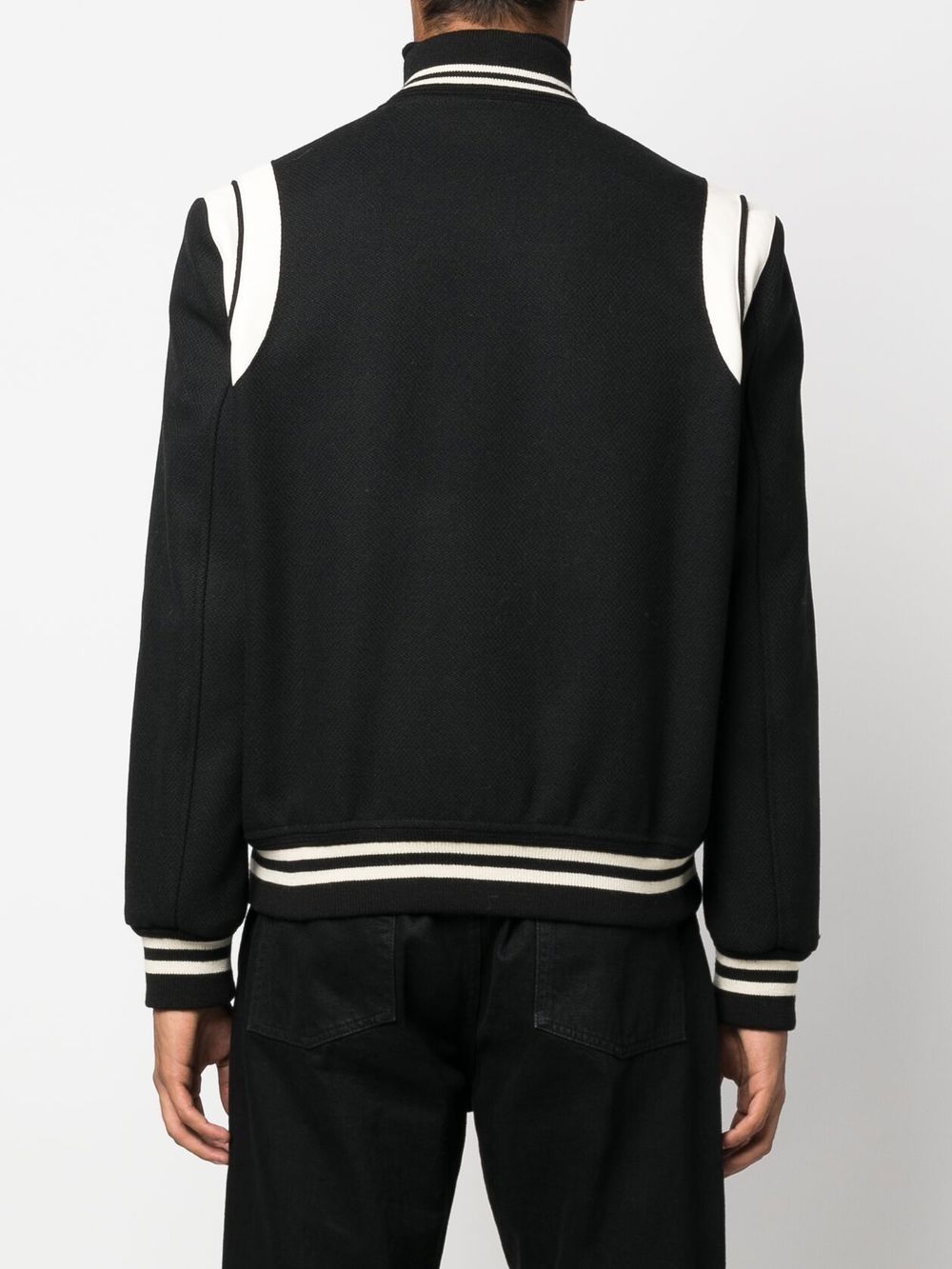 Teddy Bomber, Saint Laurent Men, Stripe Jacket, Luxury Menswear, High-End Fashion