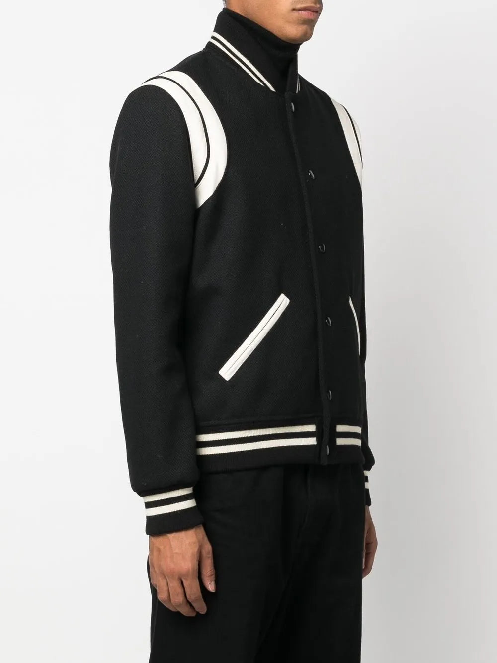 Image of Varsity Bomber Jacket by Saint Laurent for Men - Season Autumn-Winter 2023 - Model view 2