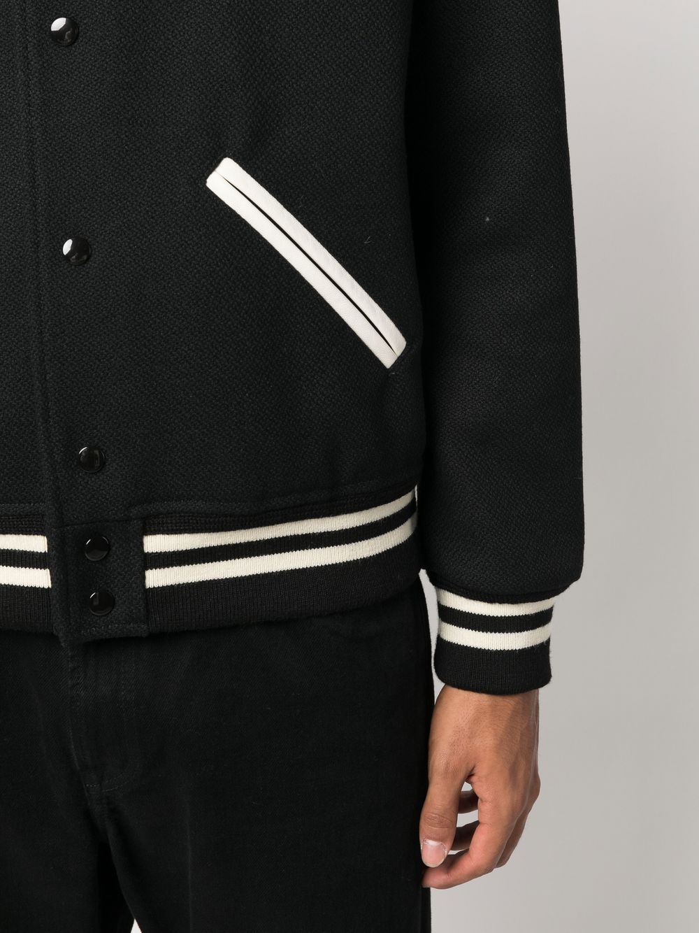 Teddy Bomber, Saint Laurent Men, Stripe Jacket, Luxury Menswear, High-End Fashion