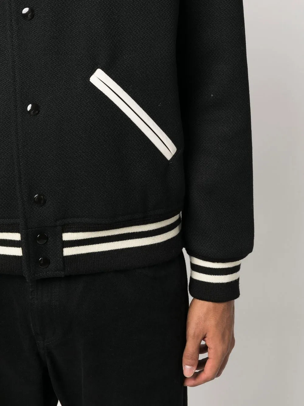 Image of Varsity Bomber Jacket by Saint Laurent for Men - Season Autumn-Winter 2023 - Model view 4