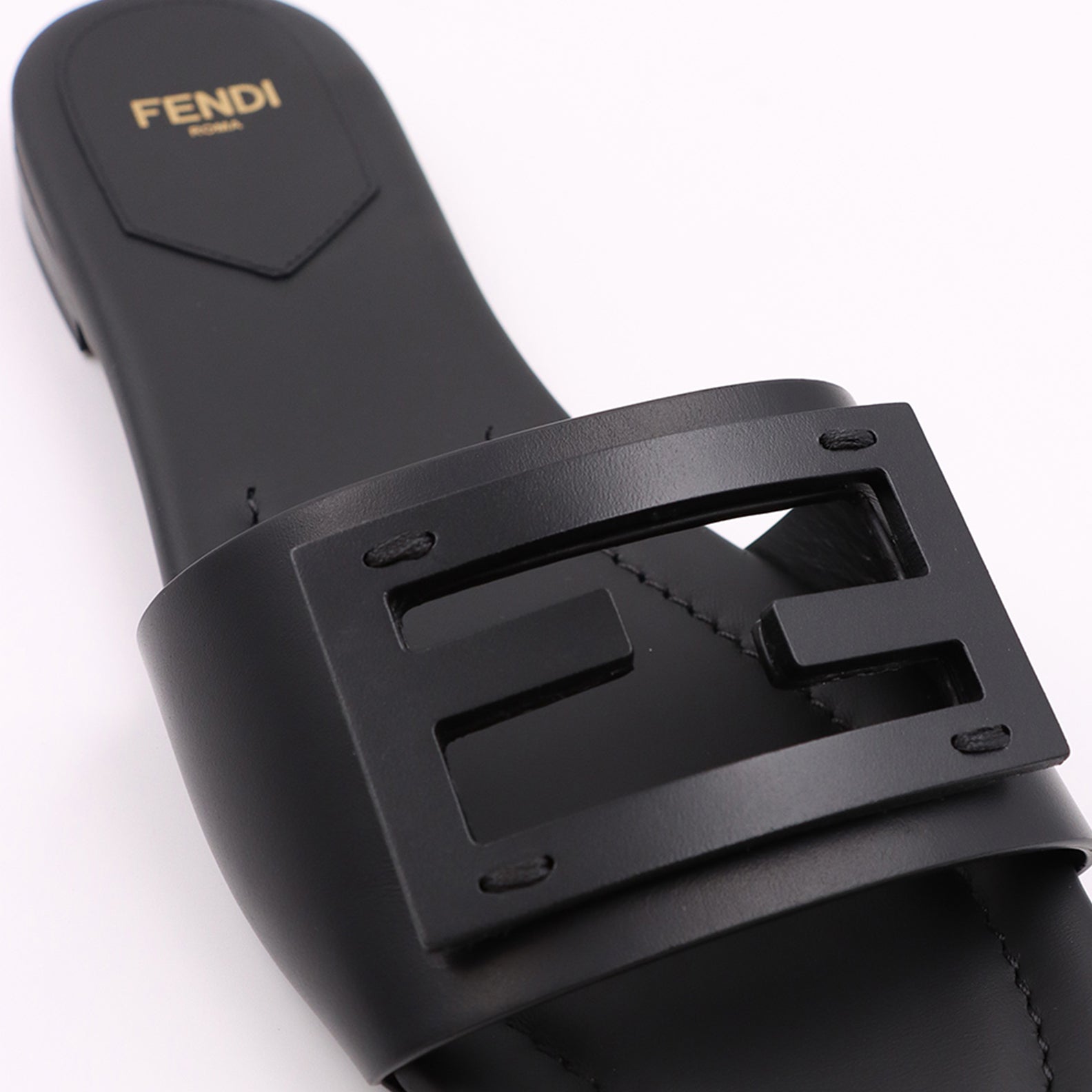 Black sandals, leather sandals, Fendi sandals, elegant footwear, ladies' sandals