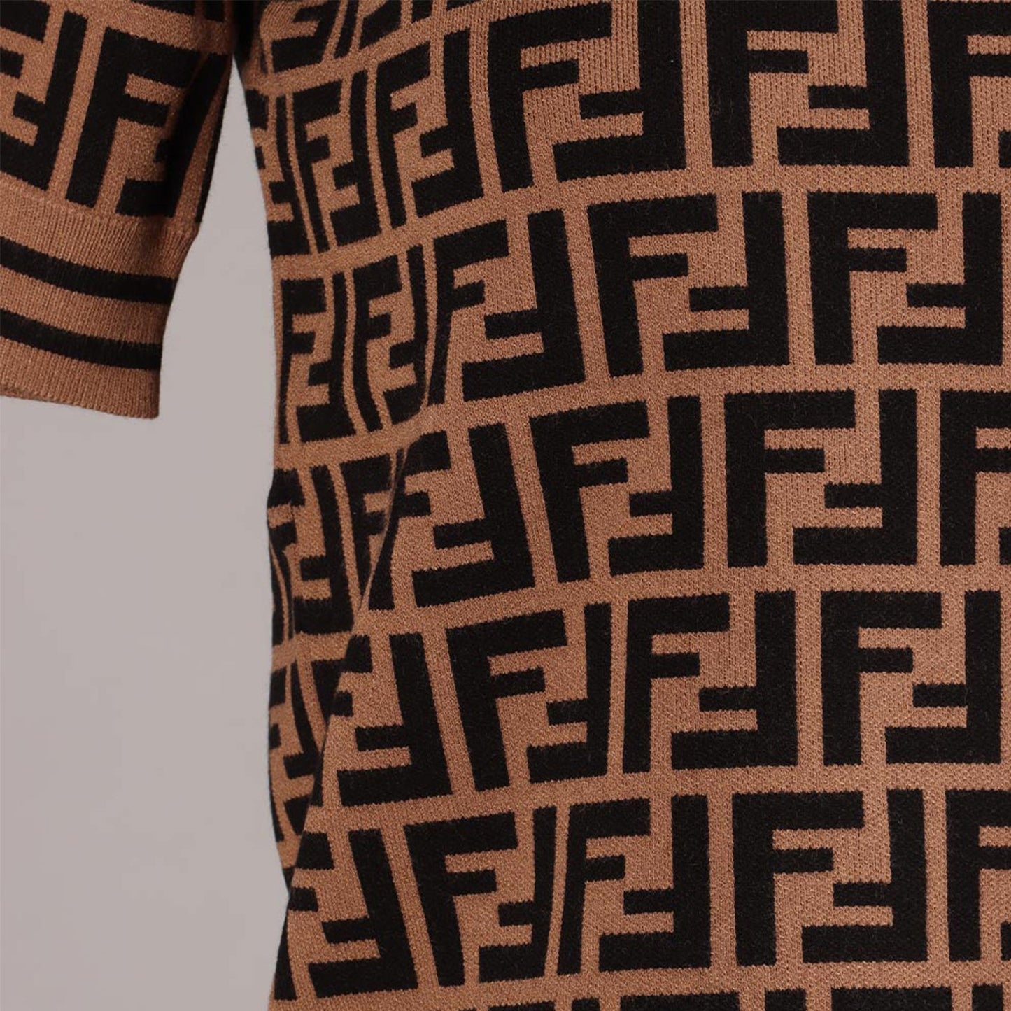 Fendi, FF knit top, short sleeve top, luxury fashion, brown knitwear