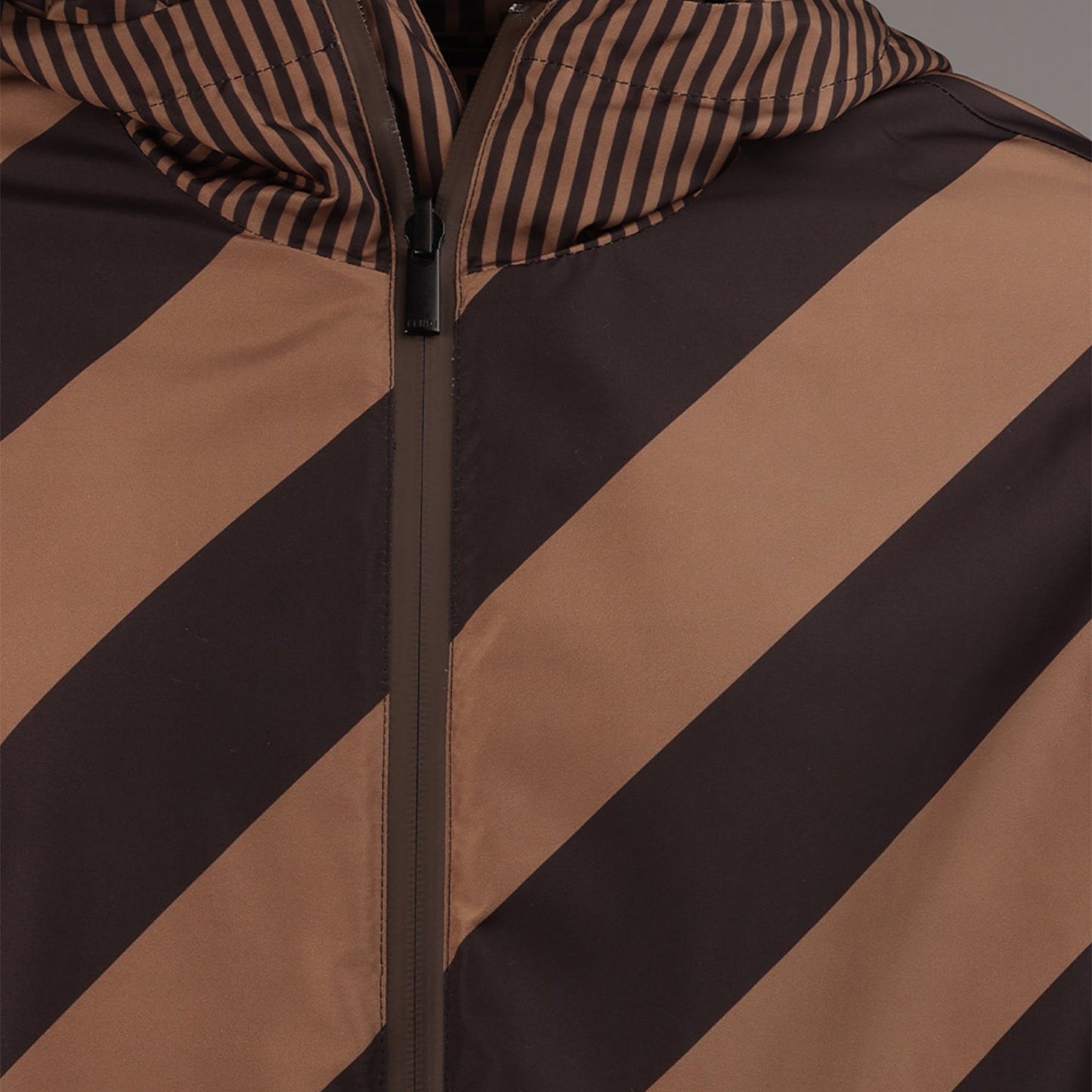 reversible windbreaker, Fendi Autumn-Winter 2024, high collar jacket, luxury nylon jacket, FF pattern outerwear