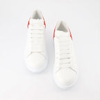 Alexander McQueen sneakers, luxury suede sneakers, red oversize sneakers, designer footwear, high-end fashion shoes