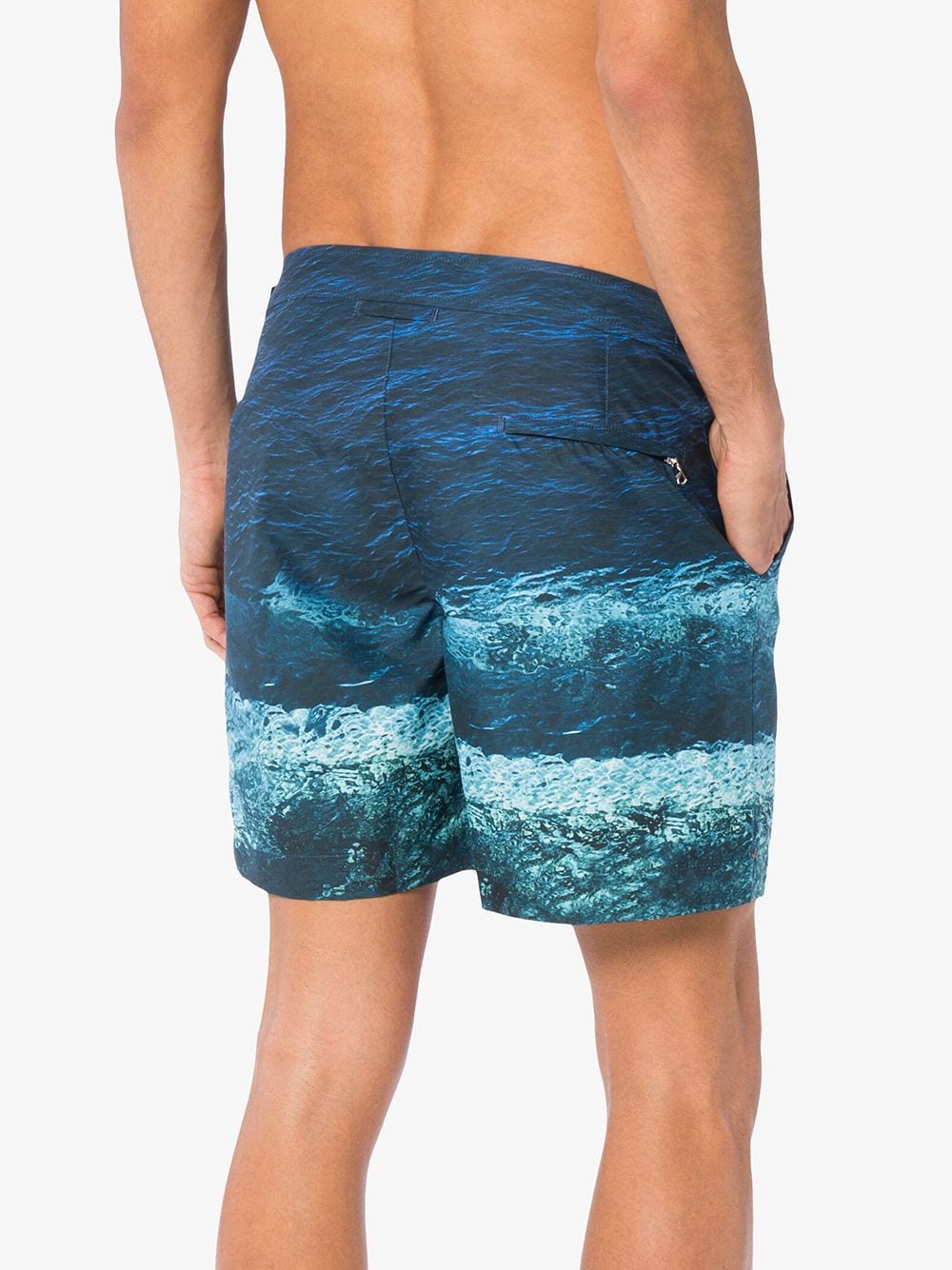 Swim shorts, Orlebar Brown, luxury swimwear, deep sea print, men’s designer swimwear